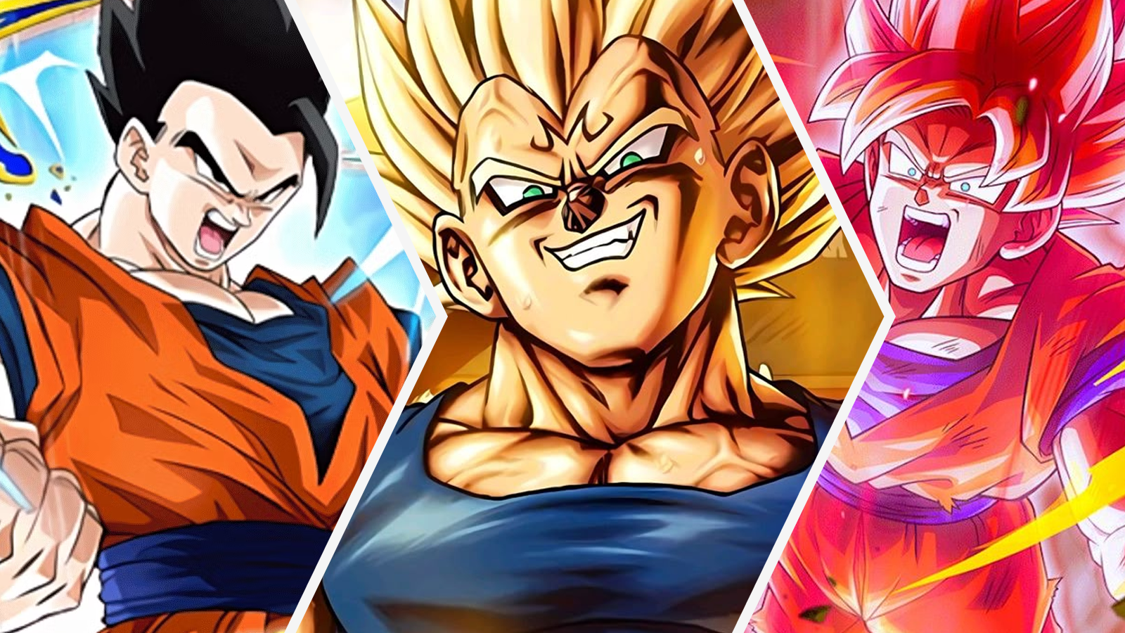 Mystic Gohan, SSJ Majin Vegeta, and Super Saiyan Kaio-Ken Goku in DBZ
