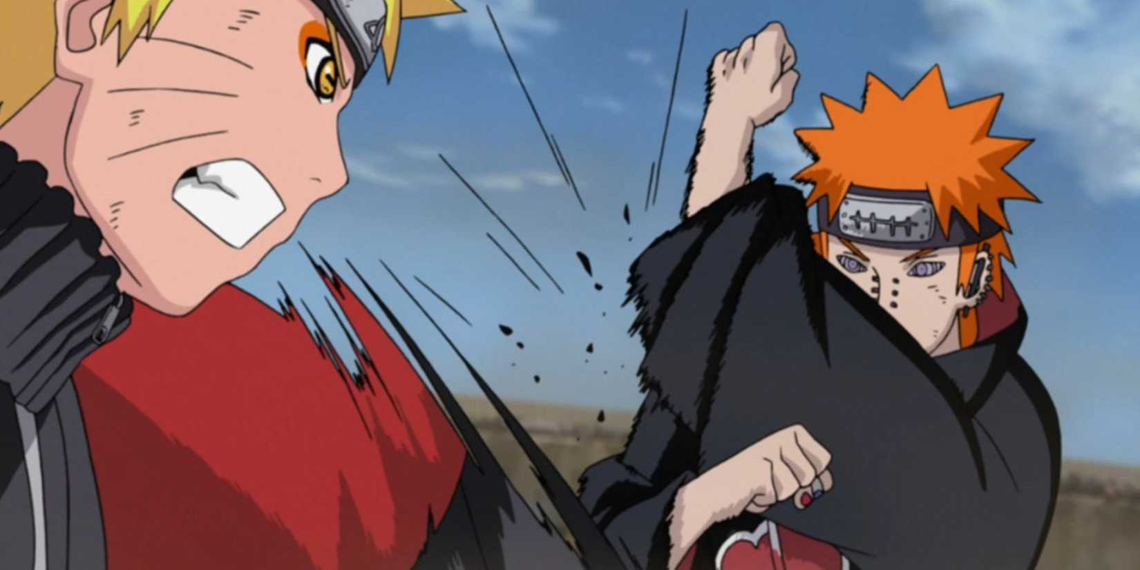 Naruto bertarung melawan Nagato Pain dari dekat.
