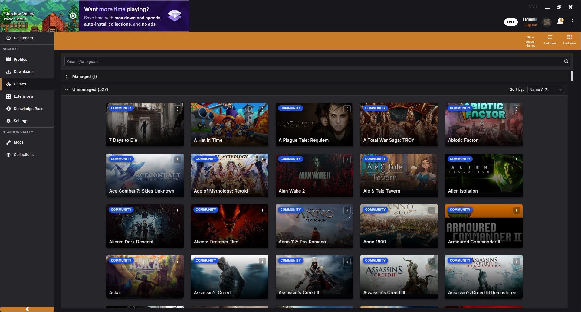 The Vortex Mod Manage app on Windows.