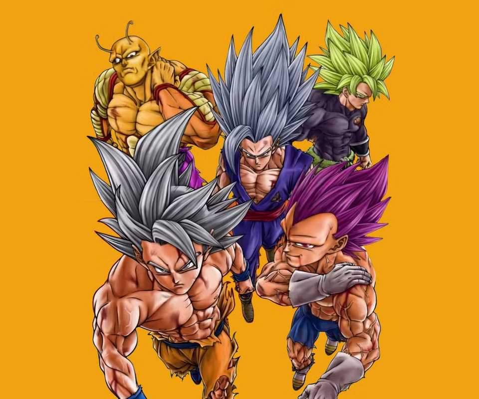 Orange Piccolo, Gohan Beast, Legendary Super Saiyan Broly, Ultra Instinct Goku, and Ultra Ego Vegeta