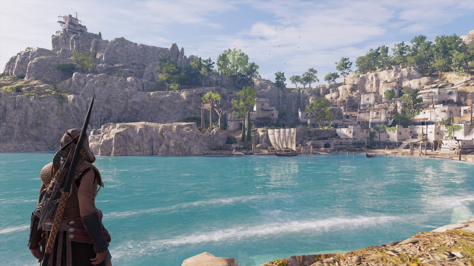 Overlooking a seaside town in Assassin’s Creed Odyssey (2018)