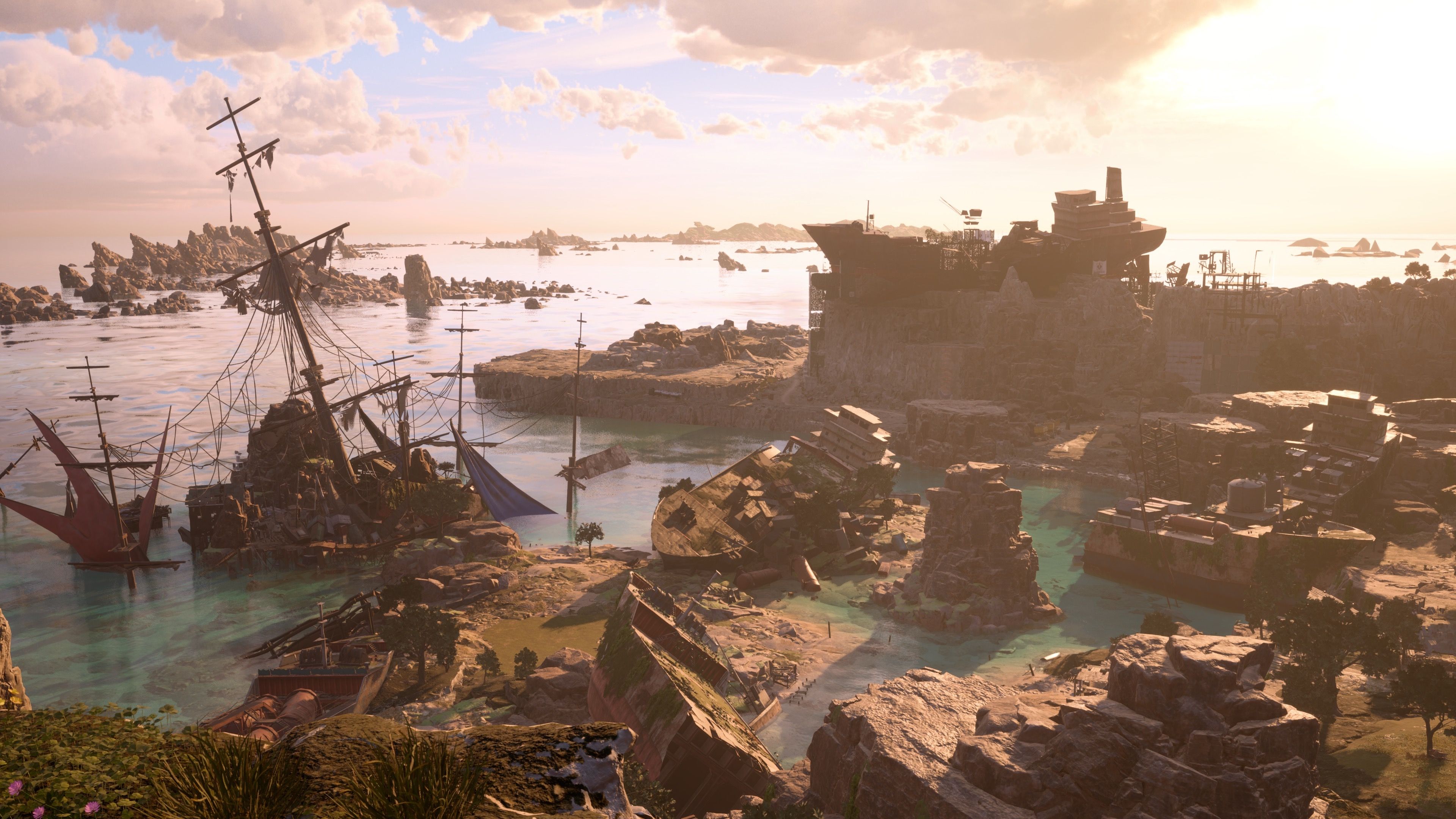 Overlooking a ship yard in Final Fantasy 7 Rebirth (2023)