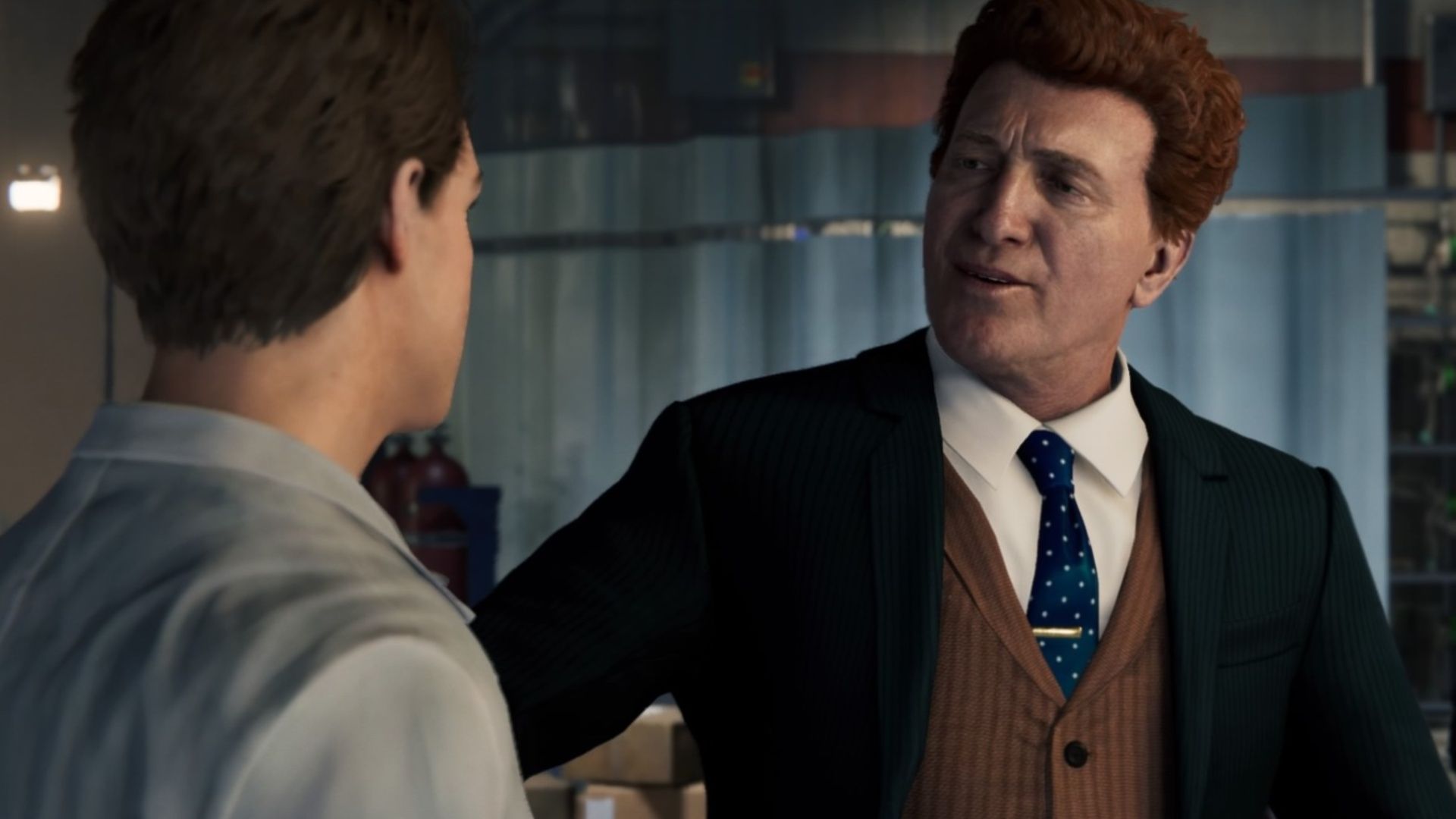 Peter talking to Norman in Marvel’s Spider-Man (2018)