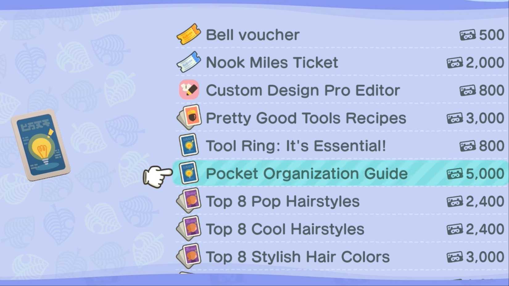 pocket organization guide acnh