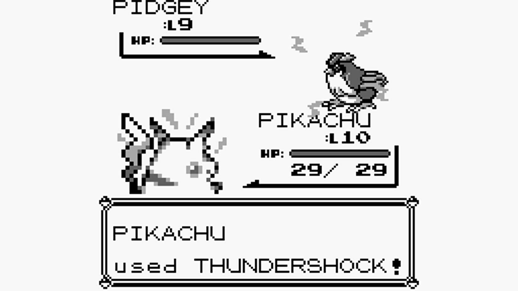 Pokemon Red Pikachu versus Pidgey