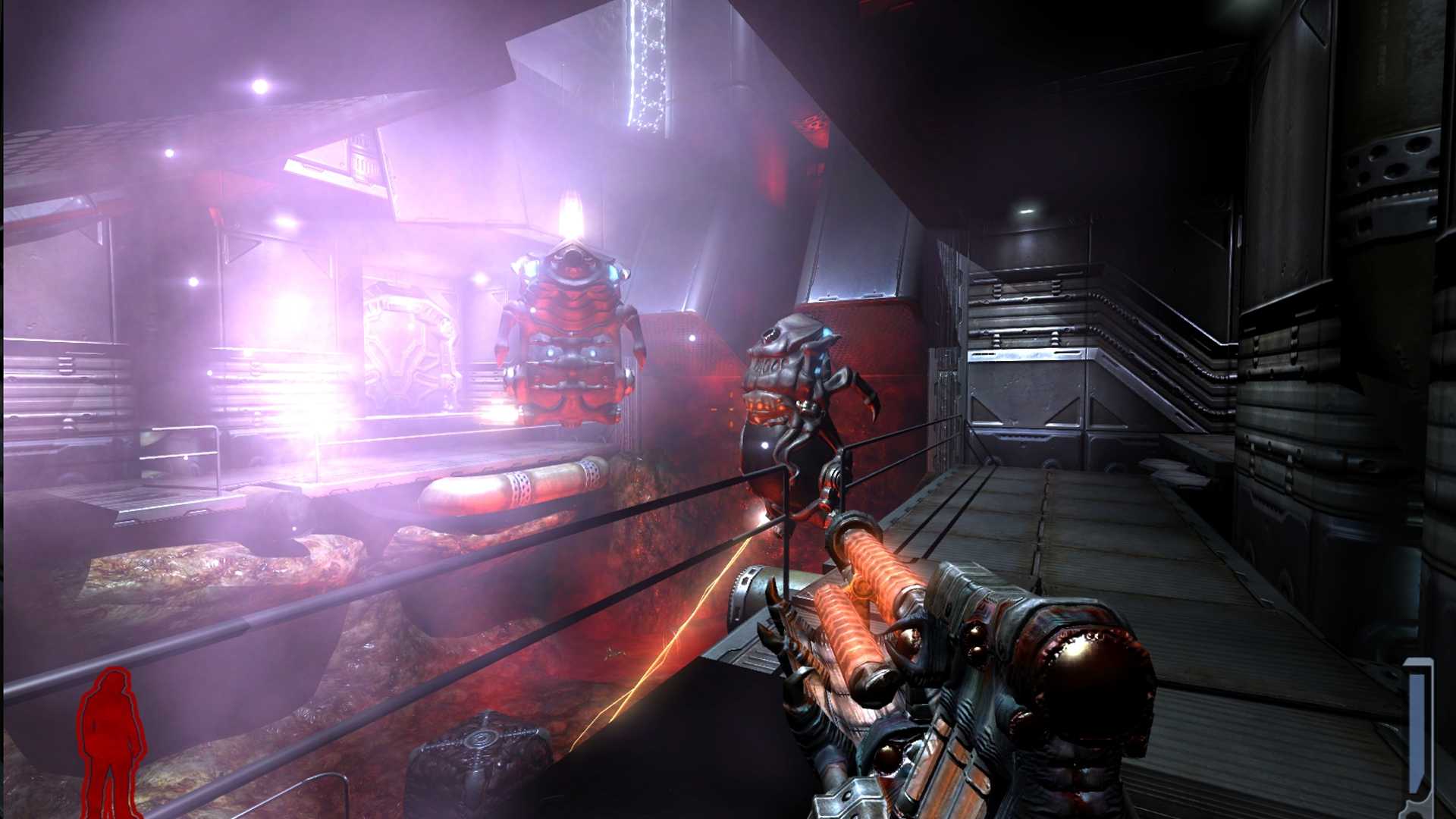 Aksi dalam game Prey (2006) yang berlatar fiksi ilmiah.