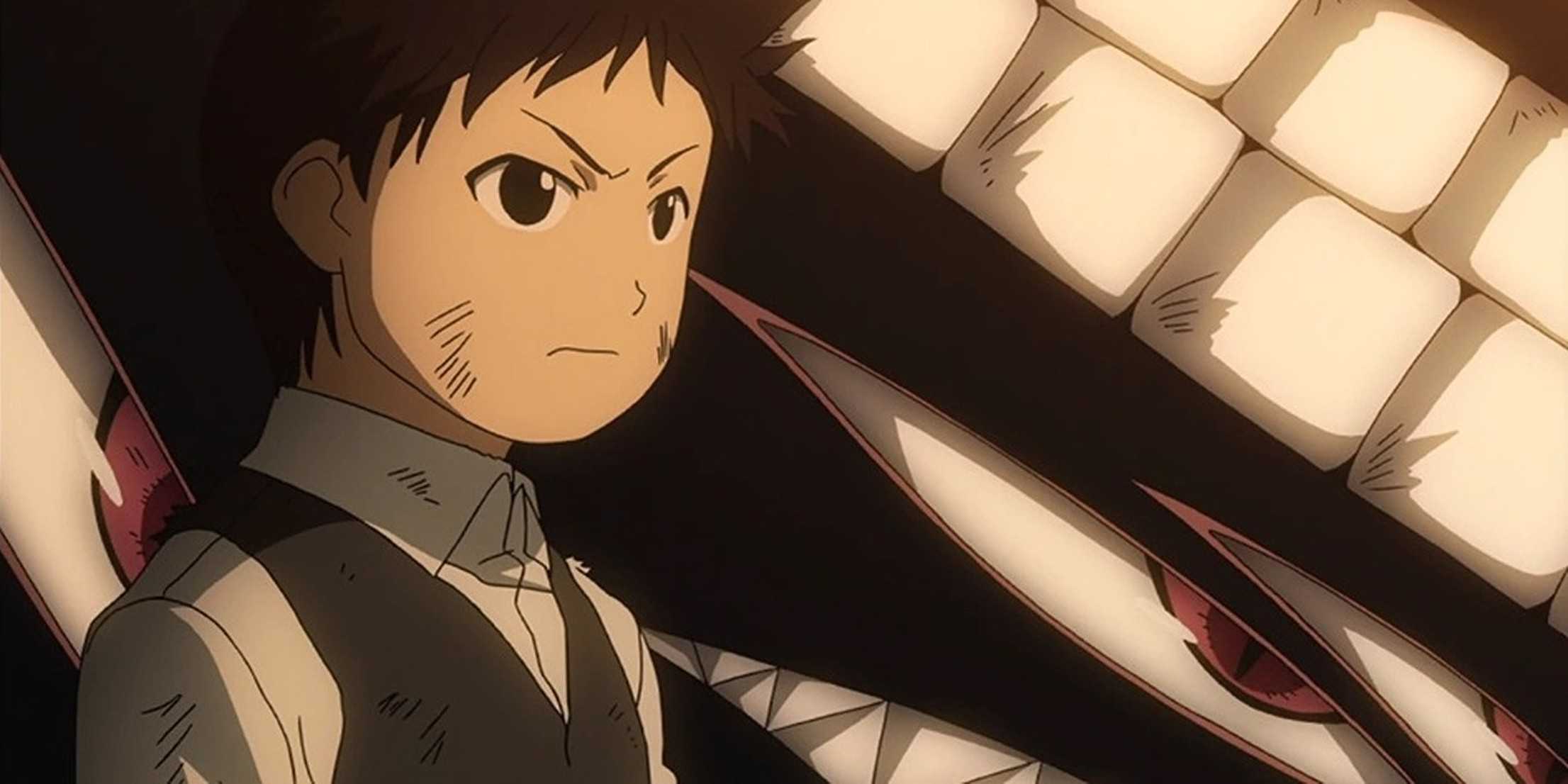 Pride stands next to his shadow body while fighting the Elric brothers in Fullmeatl Alchemist: Brotherhood.