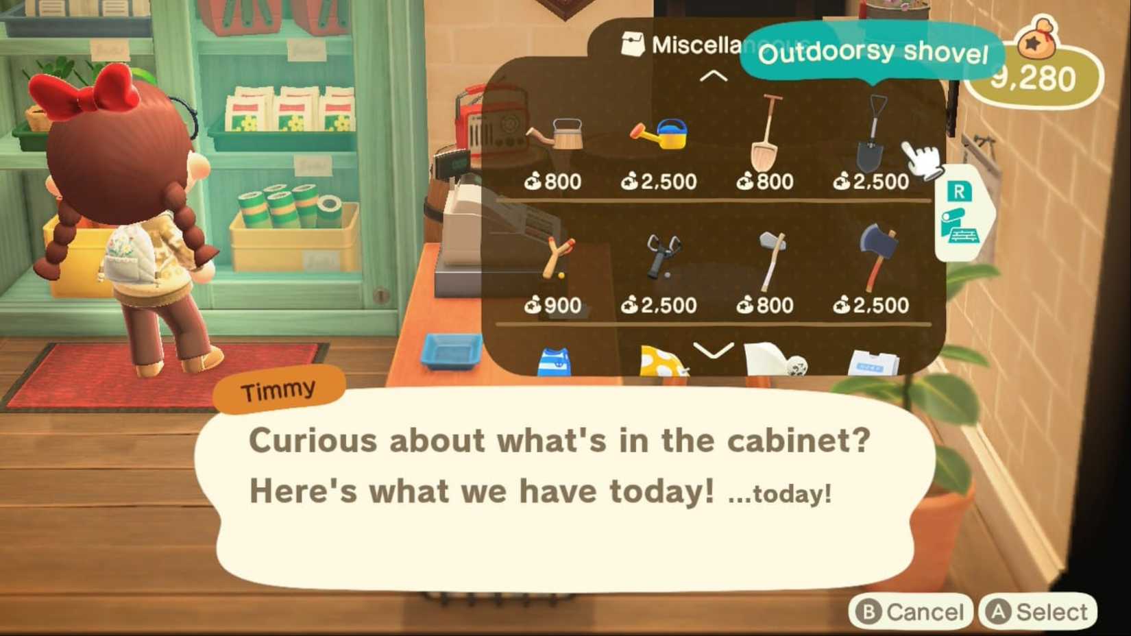 purchase of shovel acnh