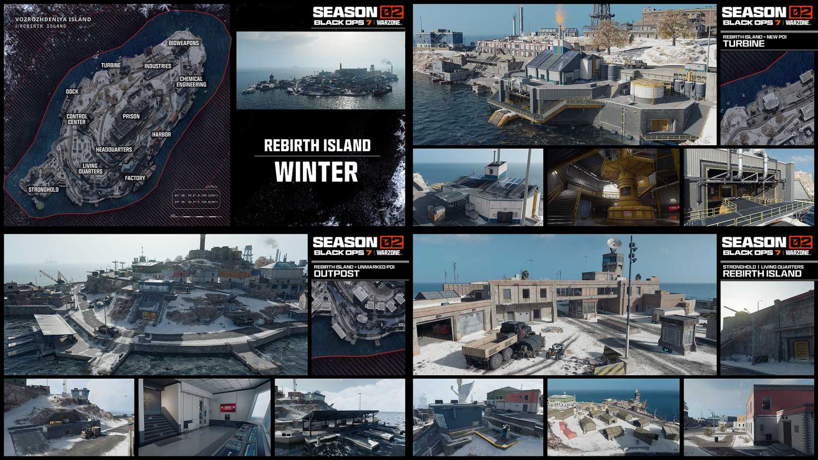 Rebirth Island Winter Refresh showcase and locations in Warzone