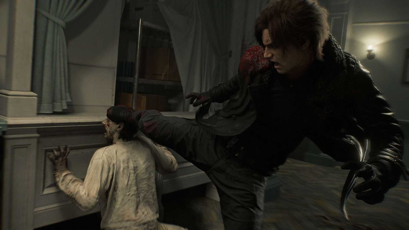 resident evil requiem leon head kick