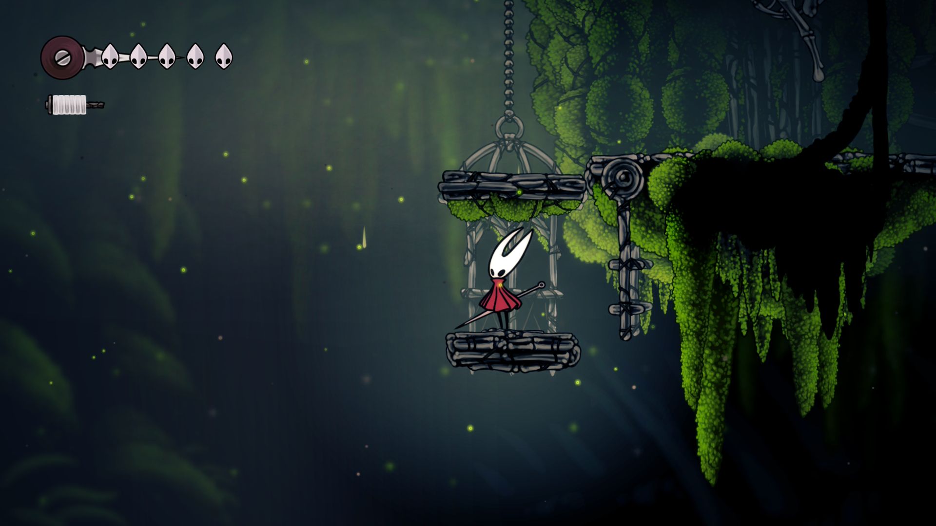 Riding an elevator in Hollow Knight Silksong (2025)