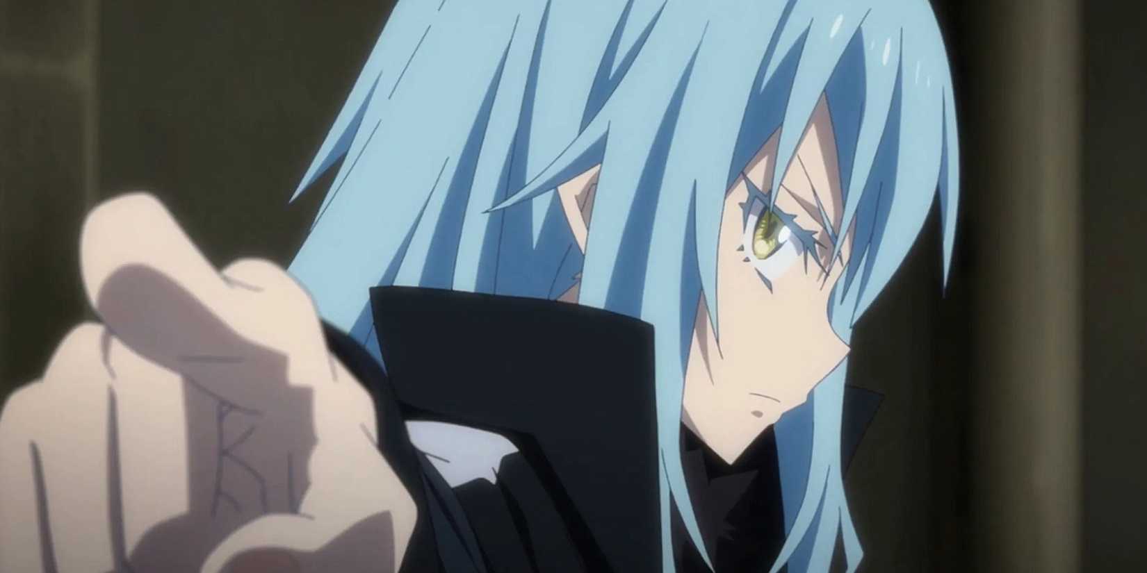 Rimuru is pointing at someone.