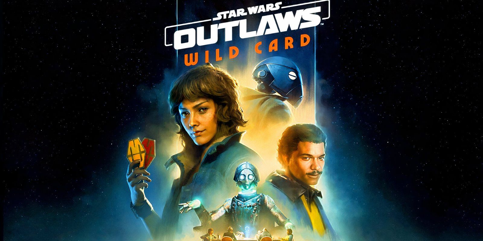 Promotional artwork for Star Wars Outlaws: Wild Card DLC, highlighting the expansion’s criminal underworld theme.