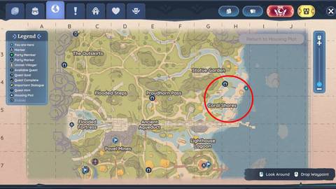 The map location for Bahari Bream fishing spots along the Bahari Coastal area, including Coral Shores.