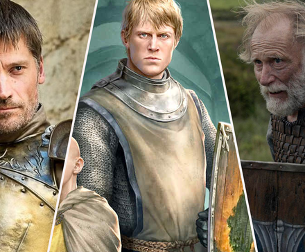 Ser Jaime Lannister, Ser Duncan the Tall, and Ser Arlan of Pennytree from Game of Thrones and A Knight of the Seven Kingdoms