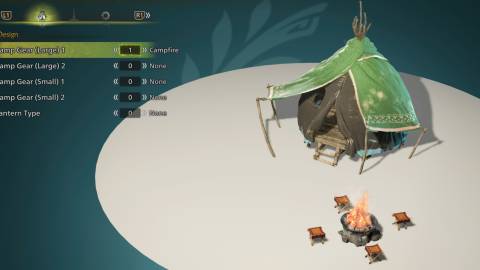 Setting up camp in Monster Hunter Wilds (2025)