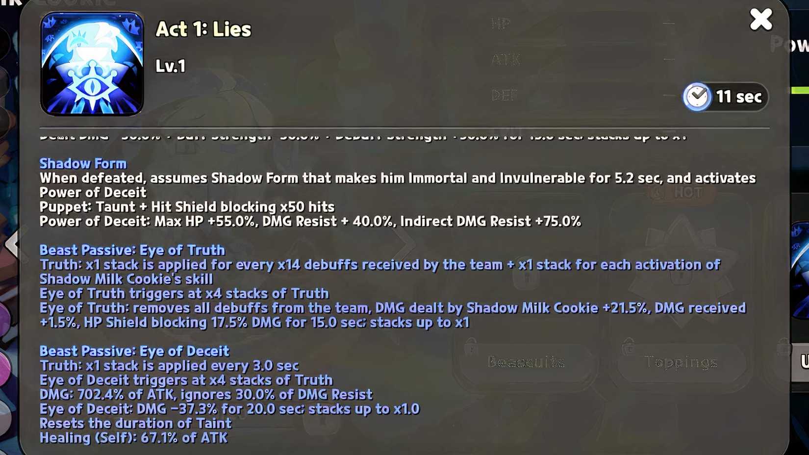 shadow milk cookie skill profile in cookie run realm