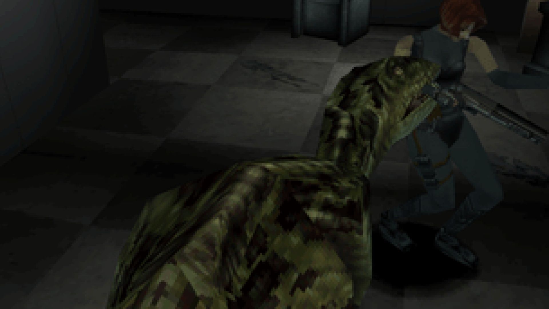 Shooting a dinosaur in Dino Crisis (1999)