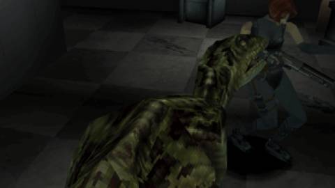 Shooting a dinosaur in Dino Crisis (1999)