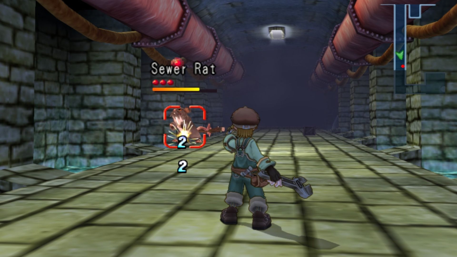 Shooting a sewer rat in Dark Cloud 2 (PS4)