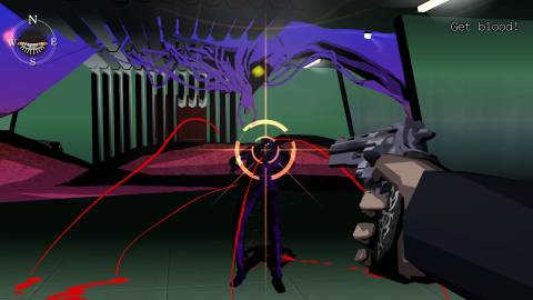 Shooting an enemy in Killer7 (2005)