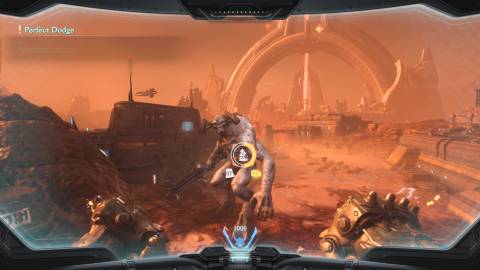 Shooting enemies in a mech in Doom The Dark Ages (2025)