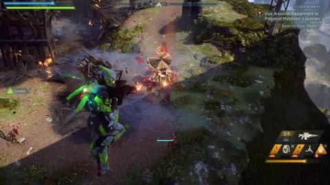 Shooting enemies in Anthem (2019)