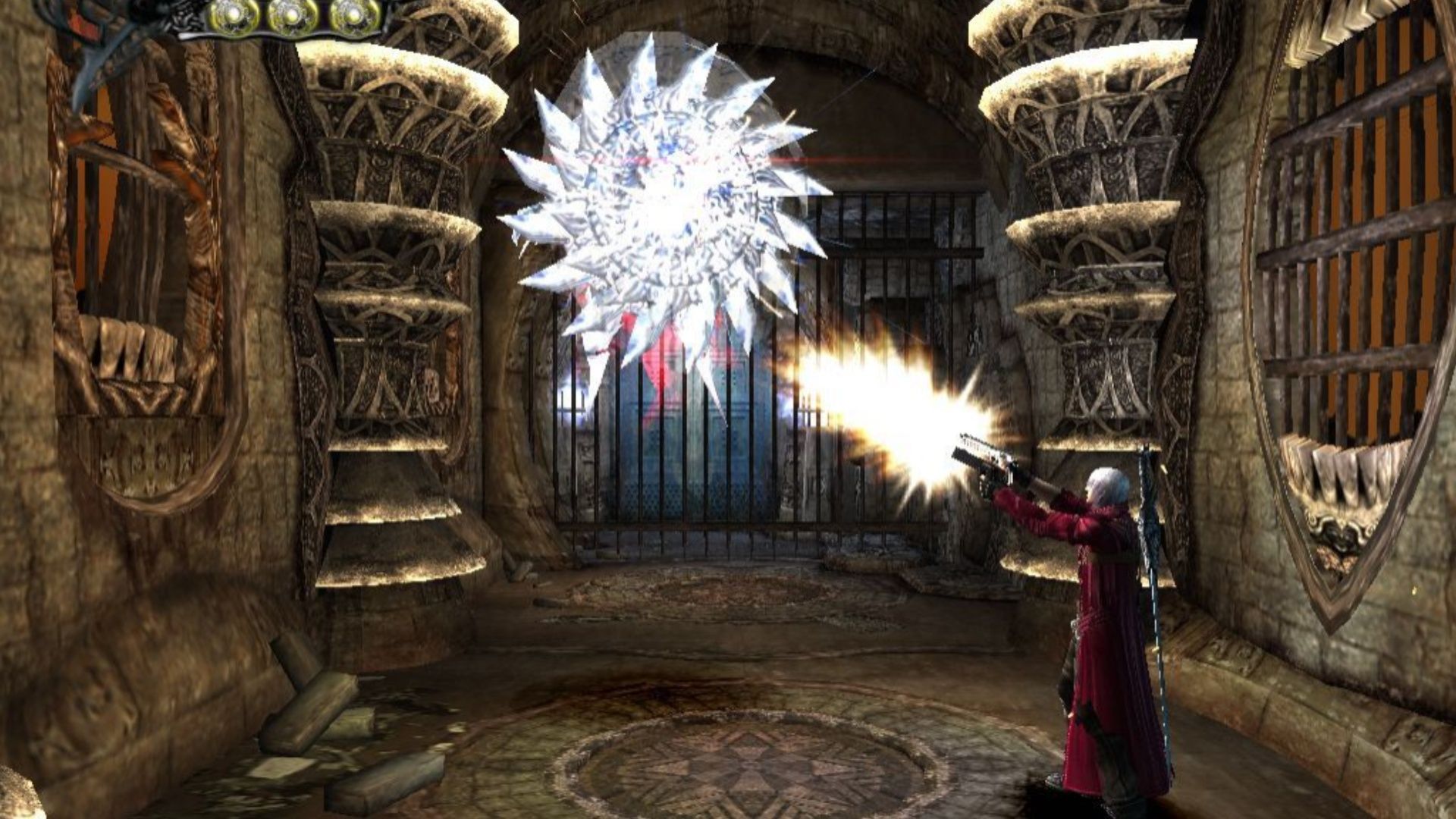 Shooting enemies in Devil May Cry 3 (2005)