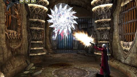 Shooting enemies in Devil May Cry 3 (2005)