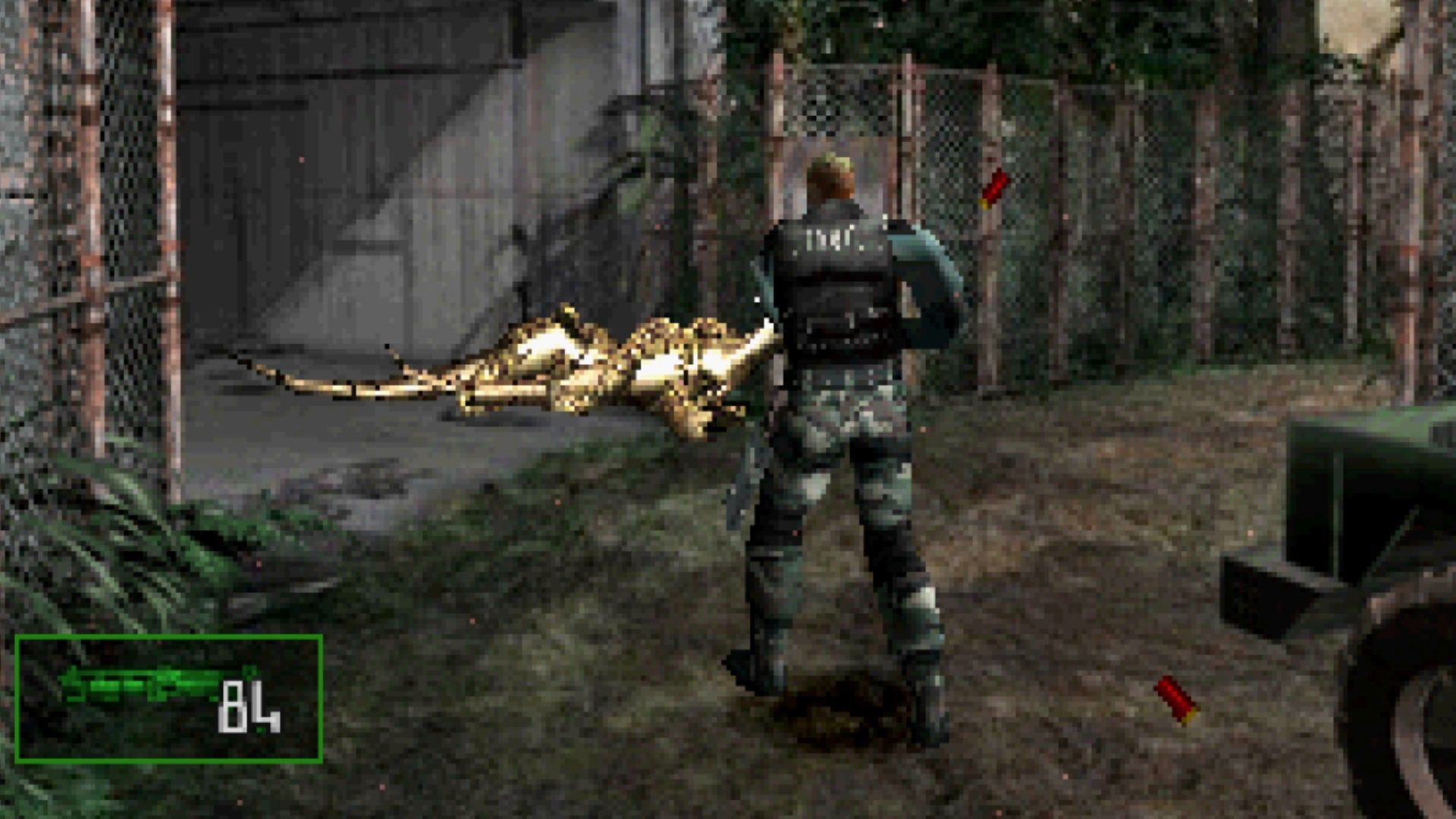Shooting enemies in Dino Crisis 2 (2000)