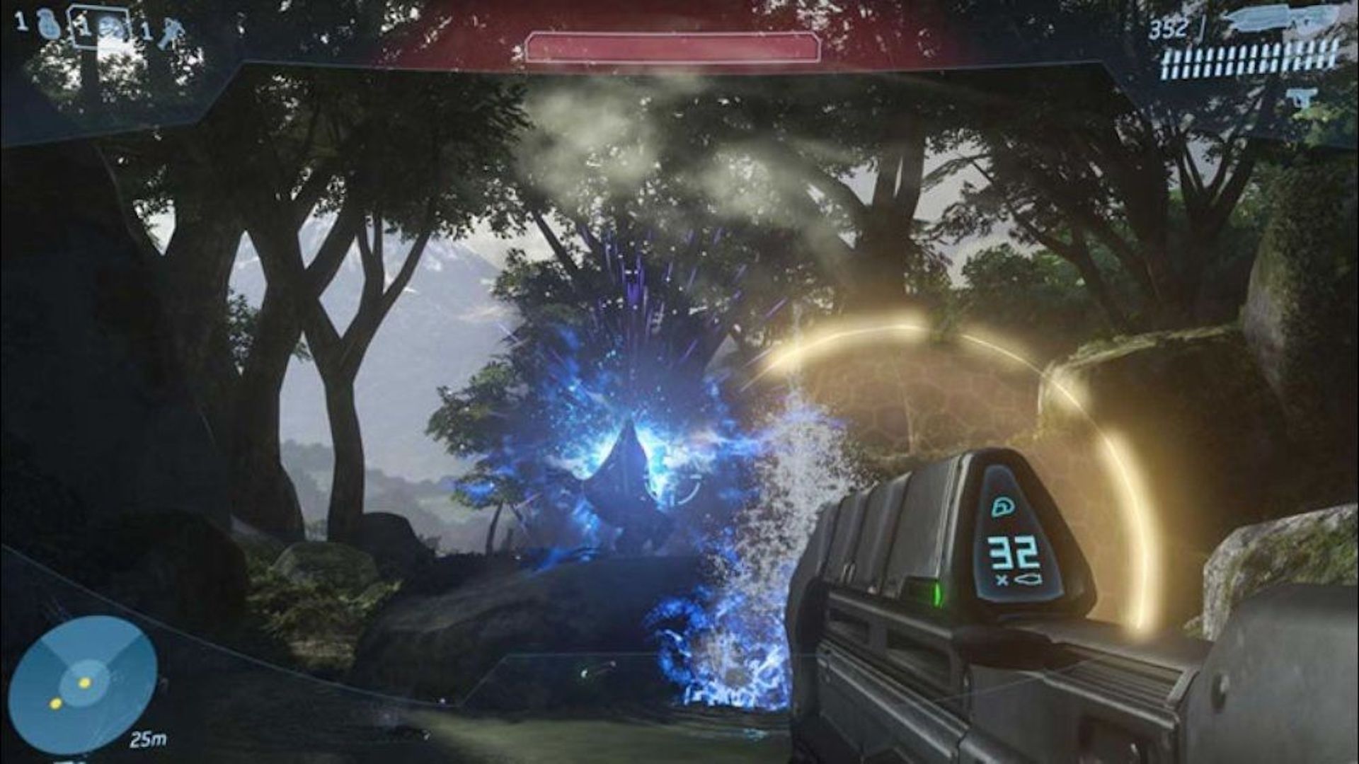 Shooting enemies in Halo 3 (2007)