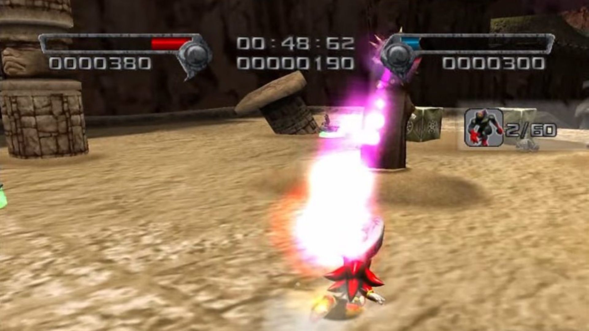 Shooting enemies in Shadow The Hedgehog (2005)