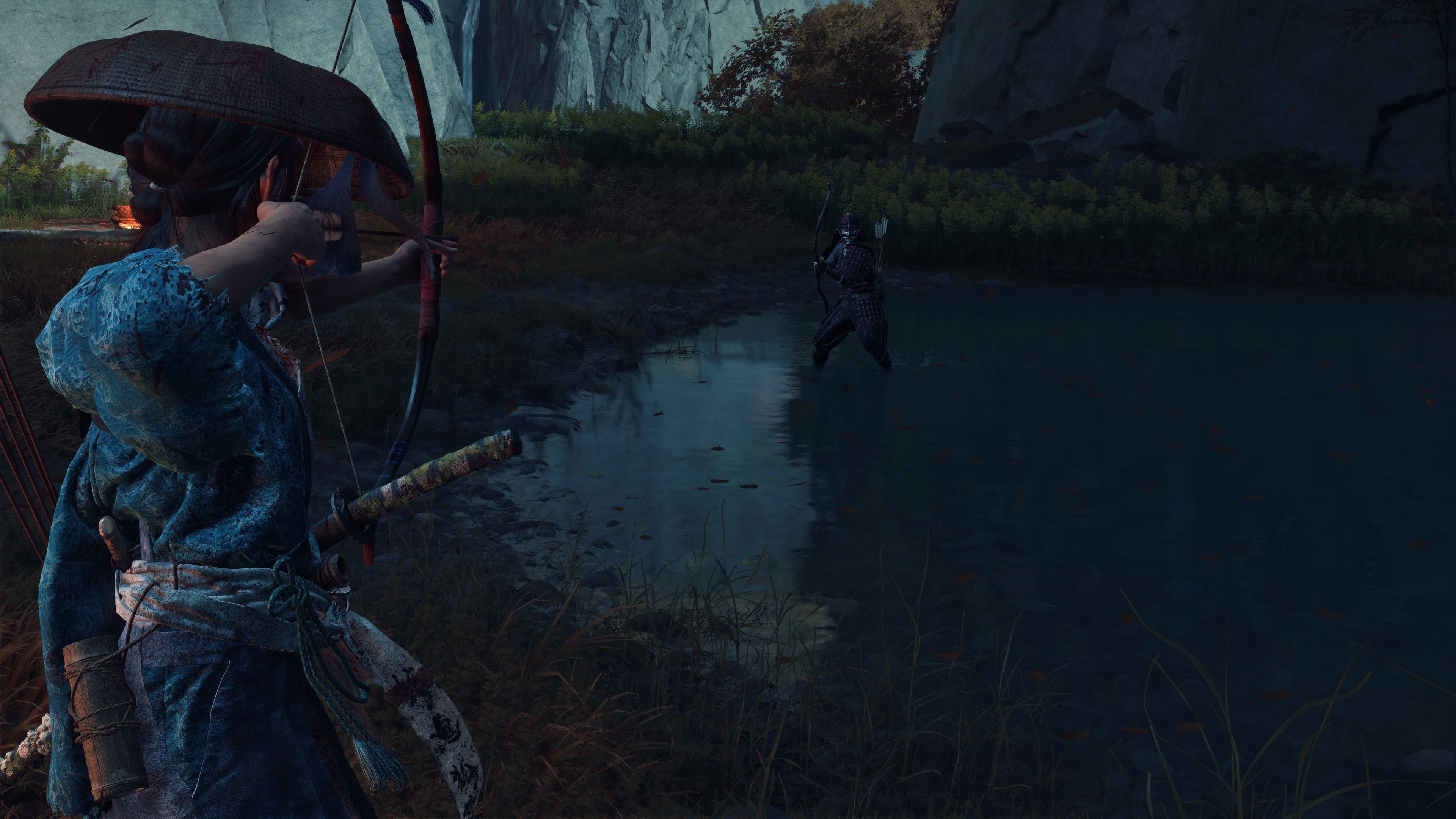 Shooting enemies with a bow in Ghost Of Yotei (2025)