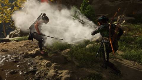 Shooting enemies with a gun in Ghost Of Yotei (2025)