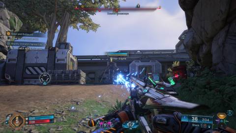 Shooting enemies with an electric rifle in Borderlands 4 (2025)