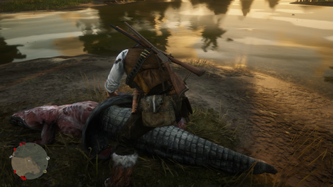 Skinning an alligator in Red Dead Redemption 2 (2018)