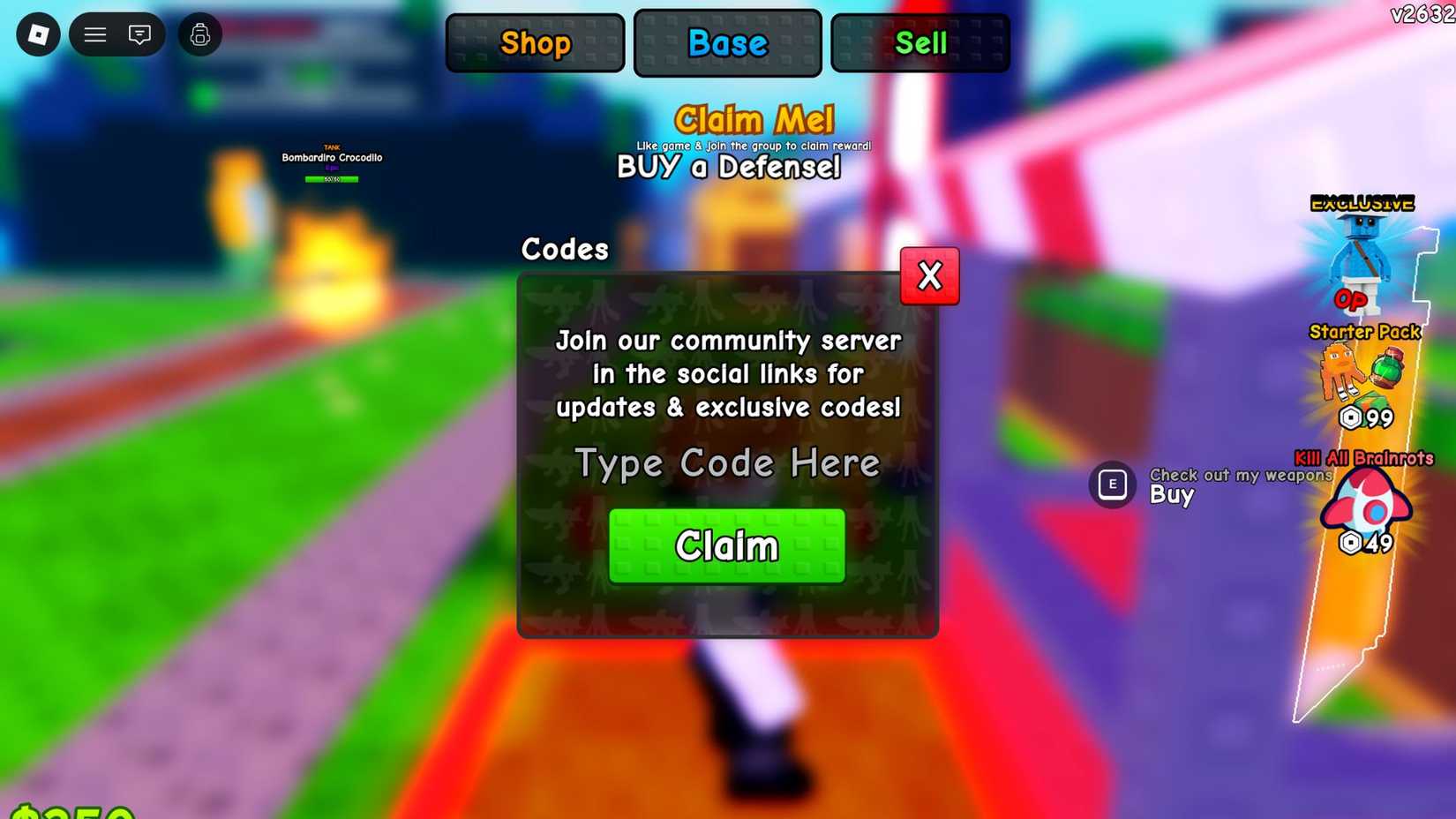 Slice A Brainrot - the codes tab