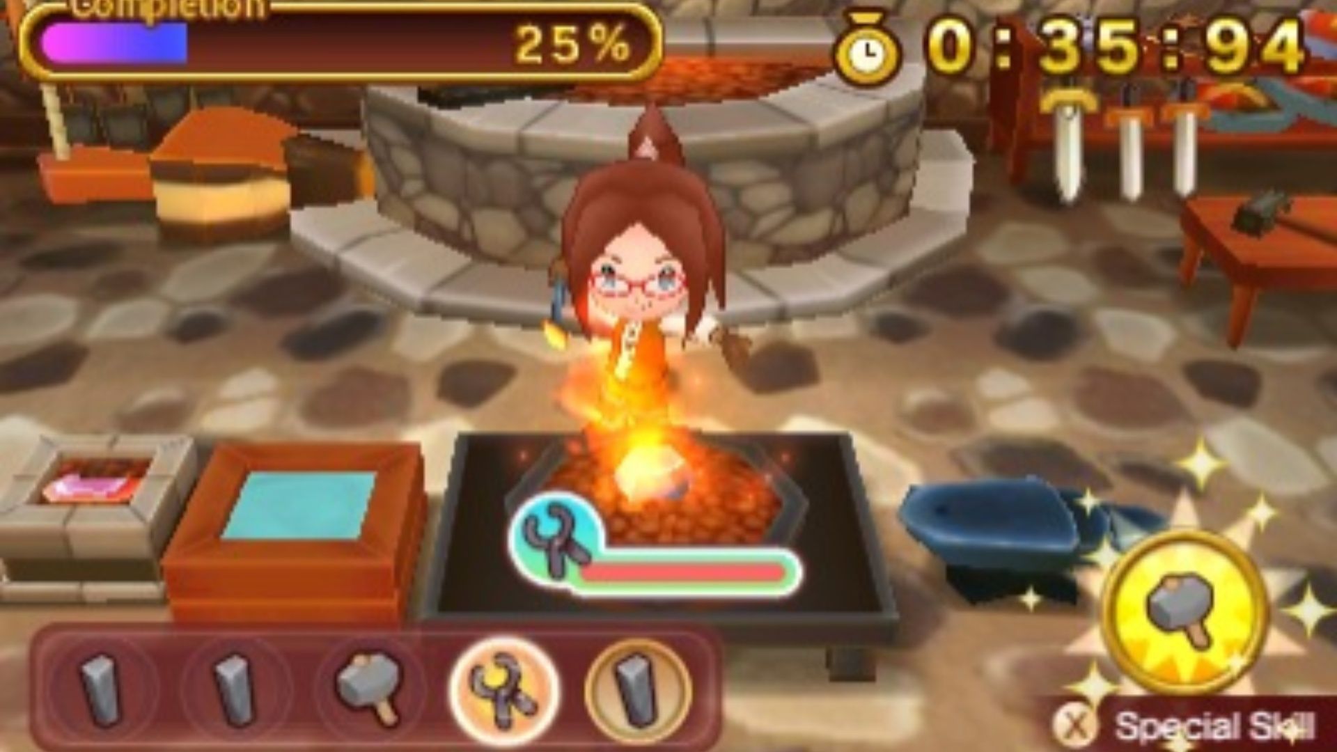 Smithing in Fantasy Life (3DS)