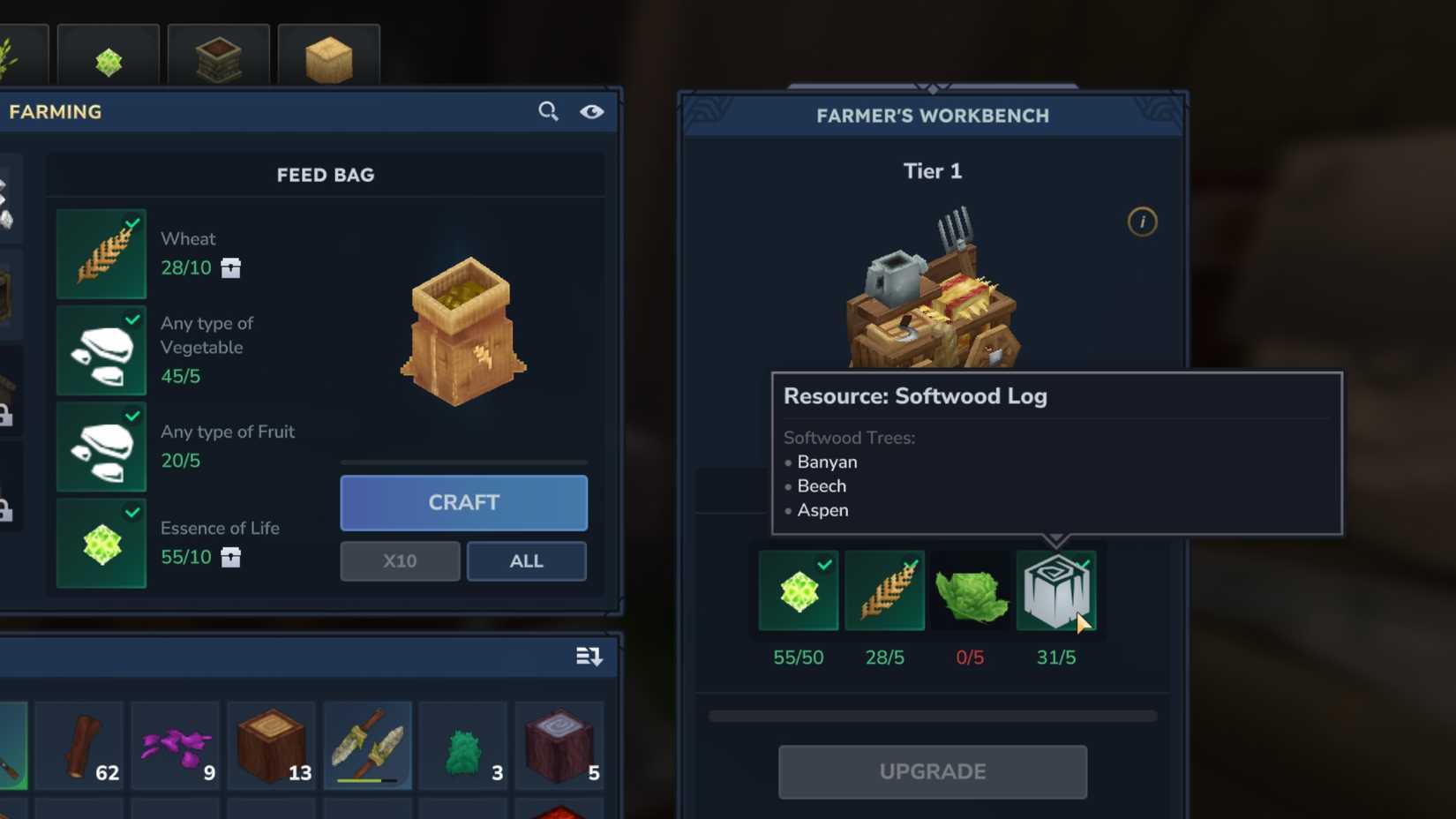 Softwood Log Farmer's Workbench at Hytale