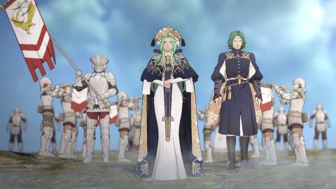 Soldiers gathered on the battlefield in Fire Emblem Three Houses (2019)