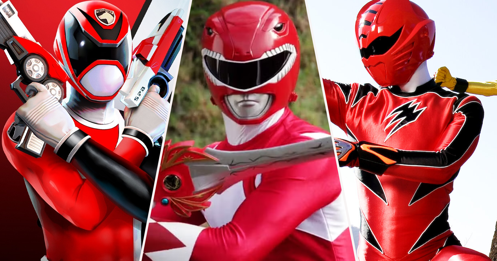 SPD Red Power Ranger, Mighty Morphin Red Ranger, Jungle Fury Reg Ranger in Power Rangers