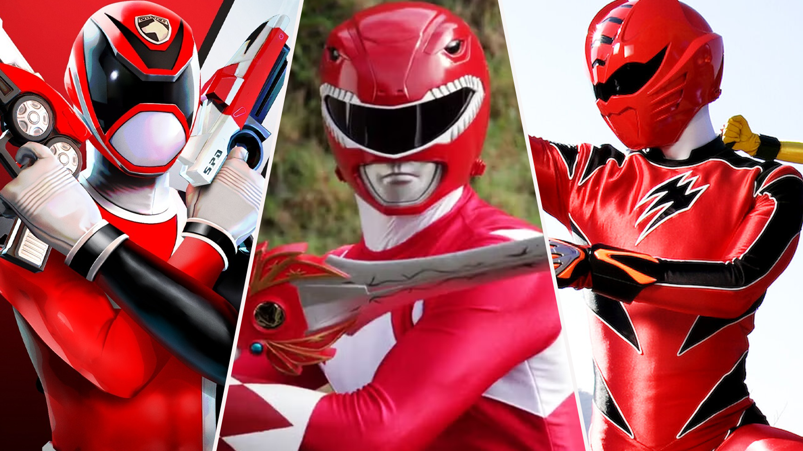 SPD Red Power Ranger, Mighty Morphin Red Ranger, Jungle Fury Reg Ranger in Power Rangers