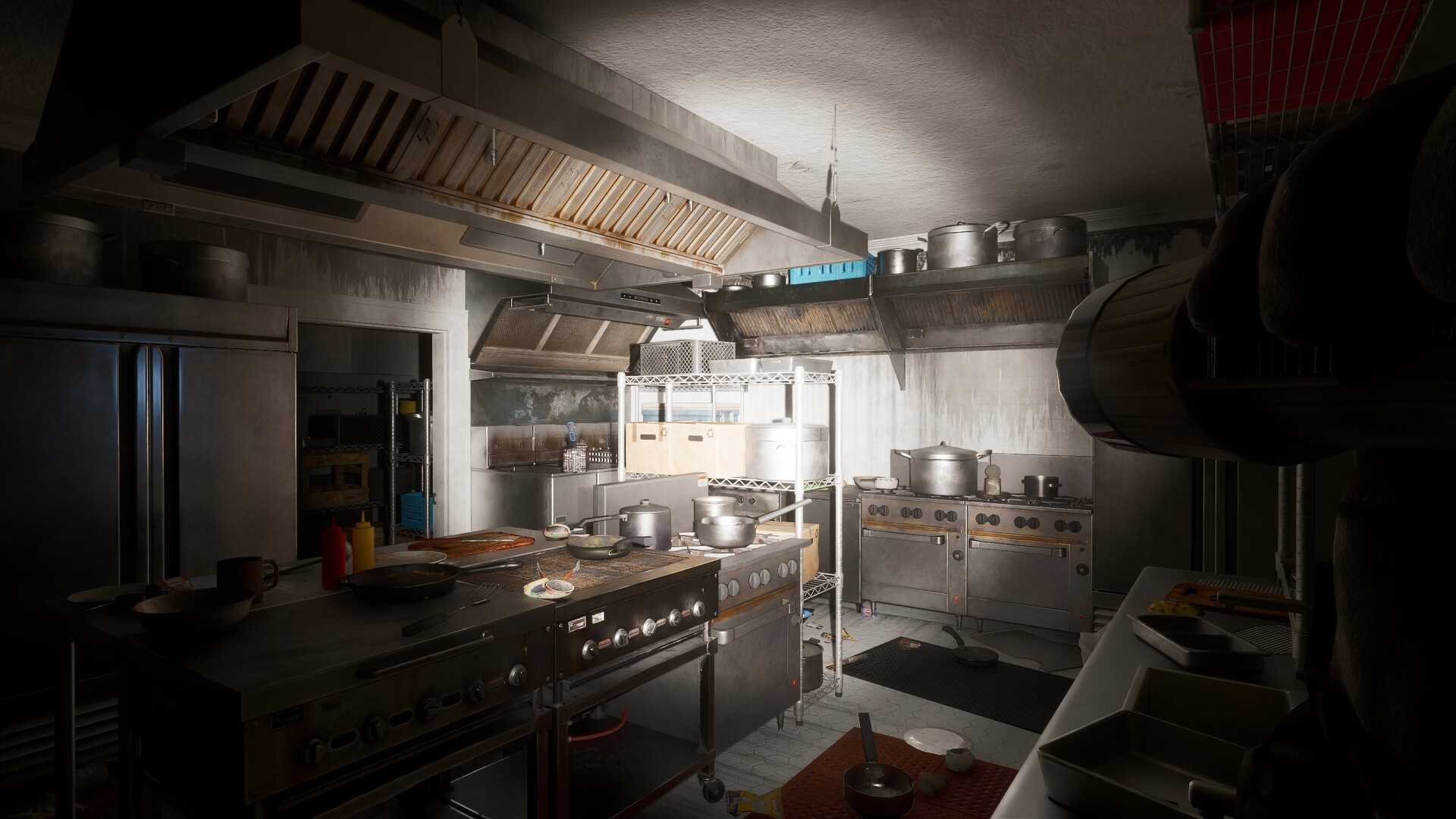 Ardem exploring a commercial kitchen that is abandoned