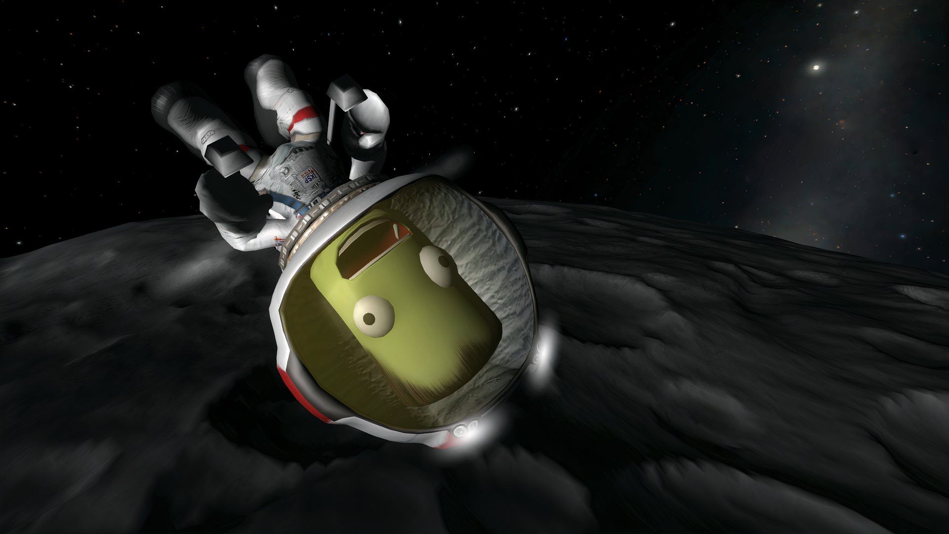A kerbal in space in Kerbal Space Program