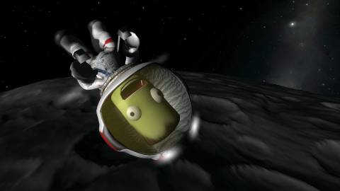 A kerbal in space in Kerbal Space Program