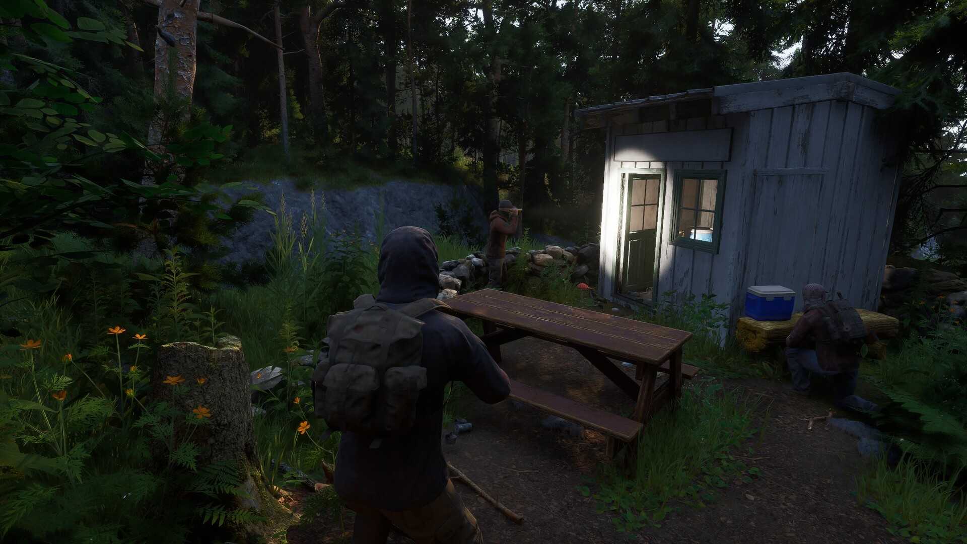 A shed and a picnic bench in Ardem