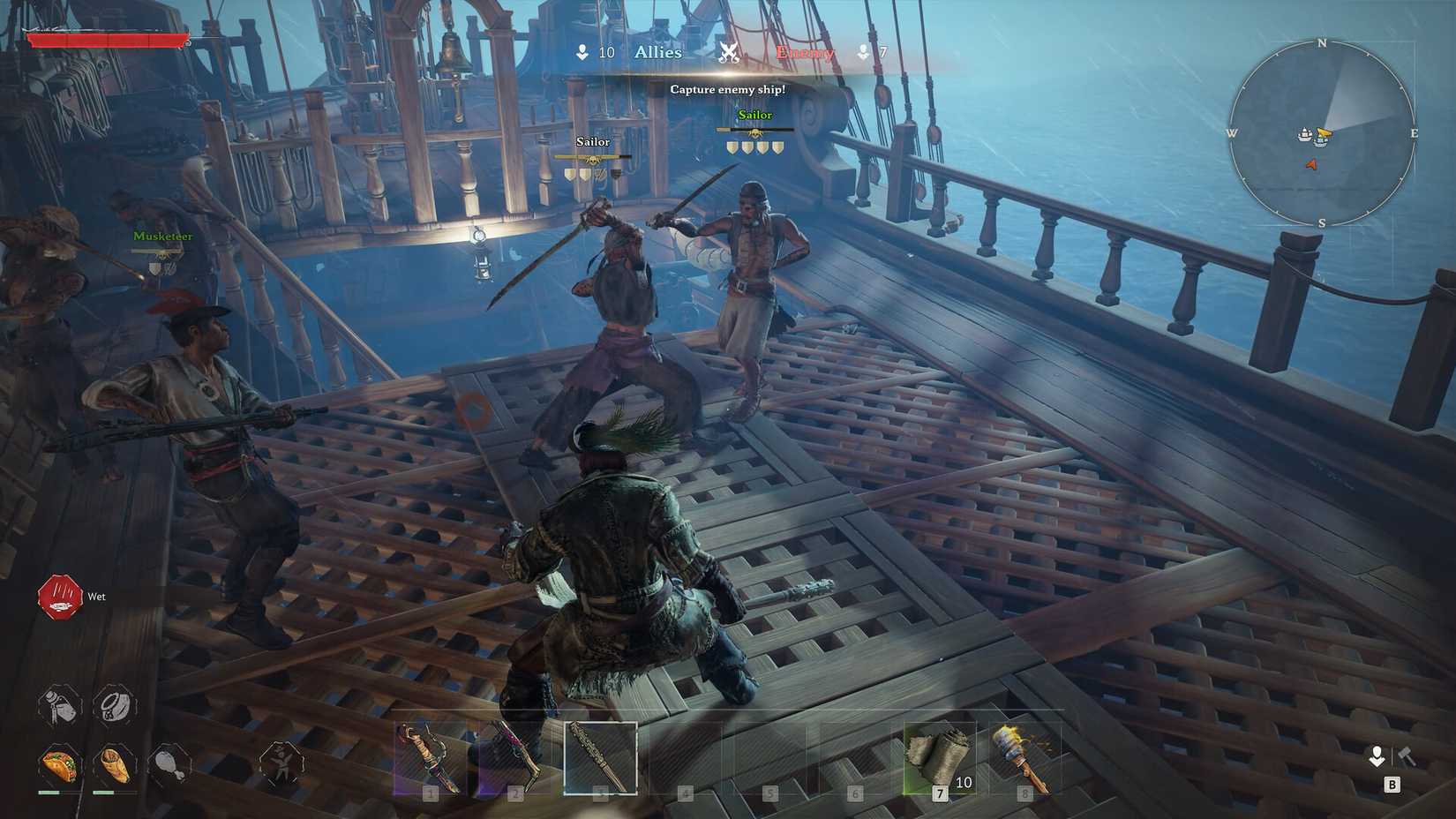 Pirates fighting on a ship in Windrose