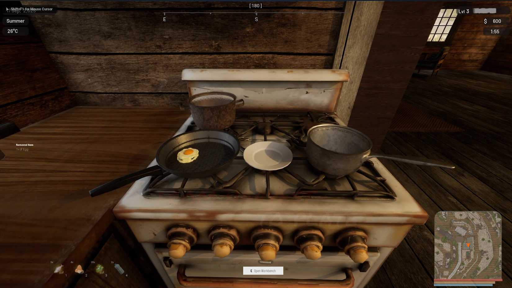 Cooking Eggs over a stove in Hillshade Farm