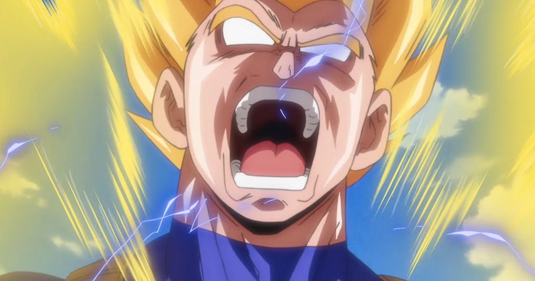 Super Saiyan 2 Vegeta rage boosted in Dragon Ball Z Battle of Gods