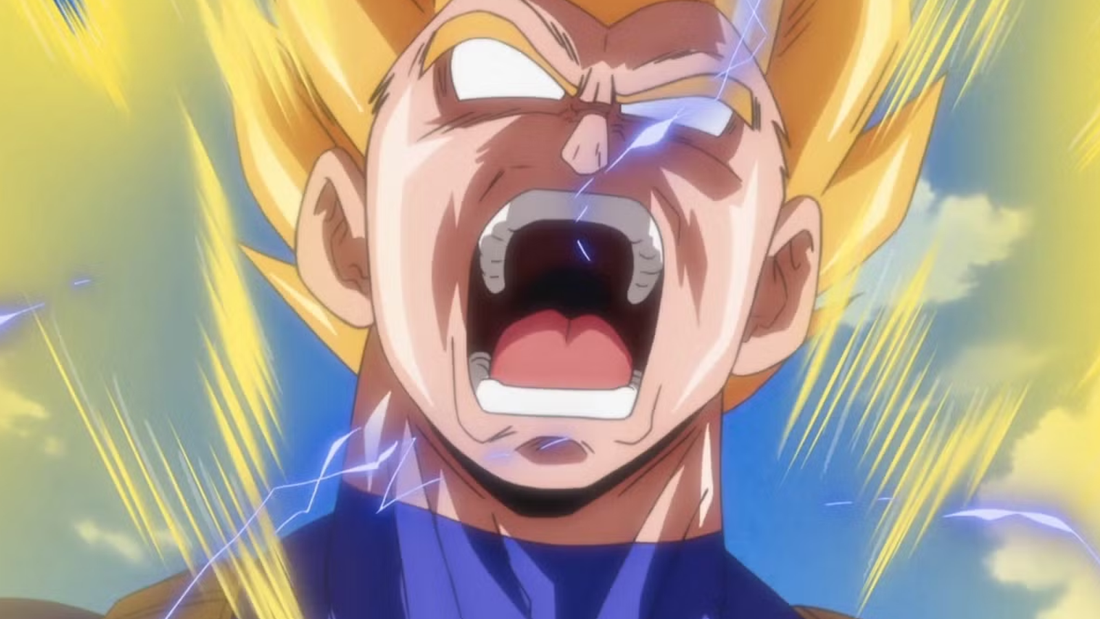 Super Saiyan 2 Vegeta rage boosted in Dragon Ball Z Battle of Gods